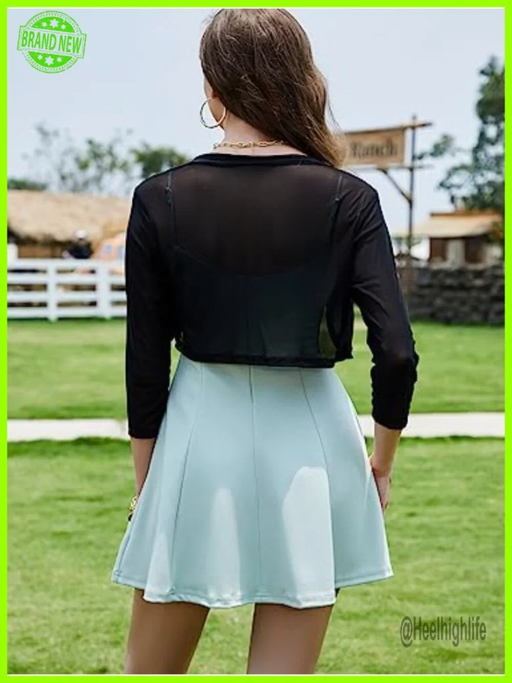 Semi Sheer 3/4 Sleeve Open Front Cardigan Bolero Jacket